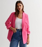 New Look Bright Pink Ruched Sleeve Oversized Blazer